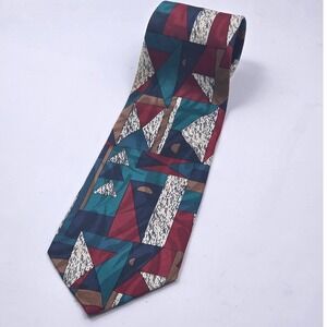 ANDHIRST VTG Abstract Geometric Pattern 100% Silk Tie Men Made in USA 60L 3.5W